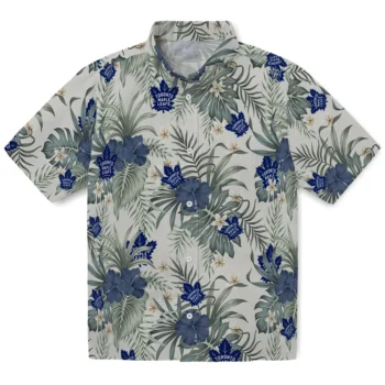 toronto maple leafs hibiscus designs beige hawaiian shirts best selling