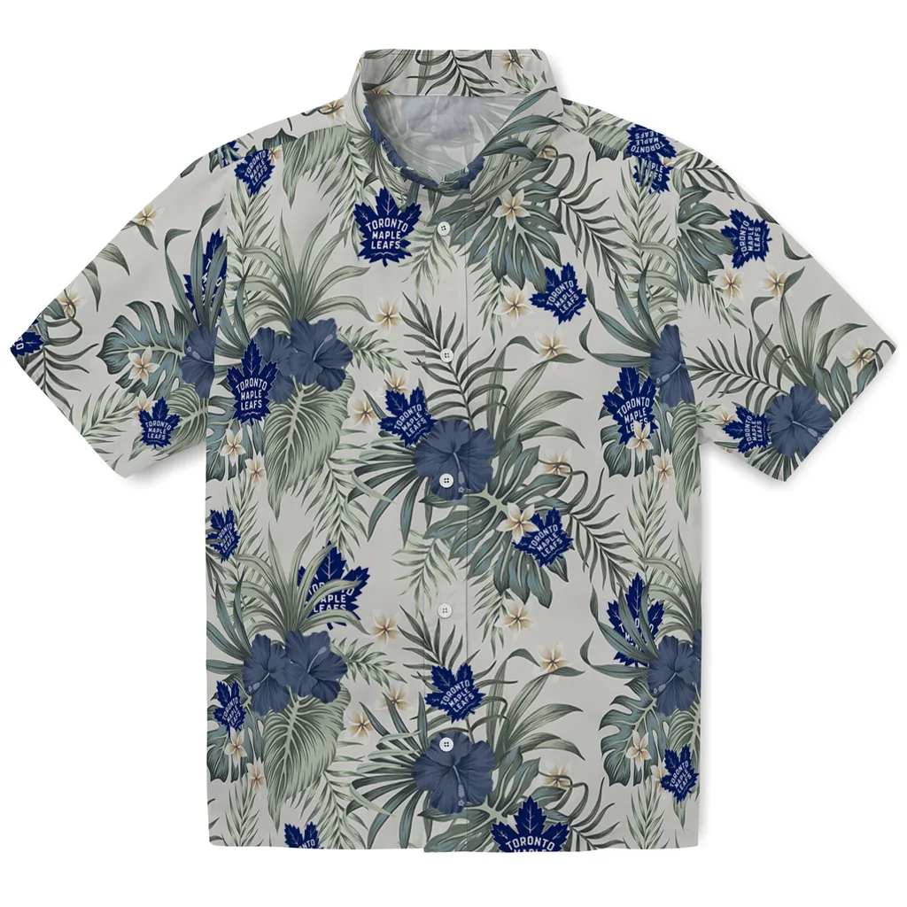 Toronto Maple Leafs Hawaiian Shirt - Hibiscus Designs toronto maple leafs hibiscus designs beige hawaiian shirts best selling