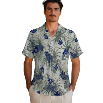 toronto maple leafs hibiscus designs beige hawaiian shirts fashion forward