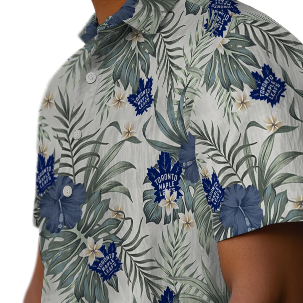 Toronto Maple Leafs Hawaiian Shirt - Hibiscus Designs toronto maple leafs hibiscus designs beige hawaiian shirts trendy
