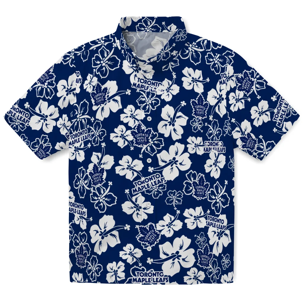 Toronto Maple Leafs Hawaiian Shirt - Hibiscus Flower Design toronto maple leafs hibiscus bloom blue hawaiian shirts best selling