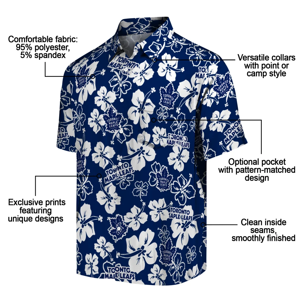 Toronto Maple Leafs Hawaiian Shirt - Hibiscus Flower Design toronto maple leafs hibiscus bloom blue hawaiian shirts new arrival