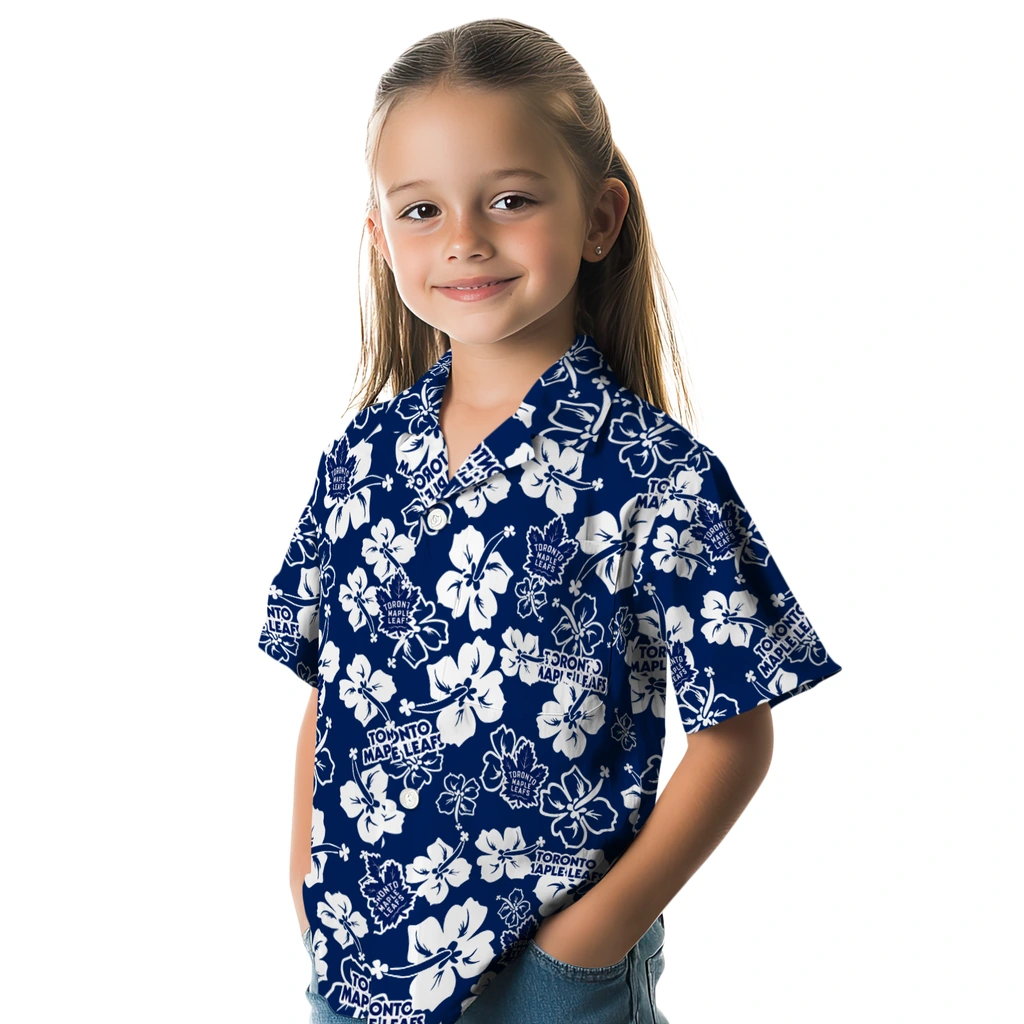 Toronto Maple Leafs Hawaiian Shirt - Hibiscus Flower Design toronto maple leafs hibiscus bloom blue hawaiian shirts premium grade