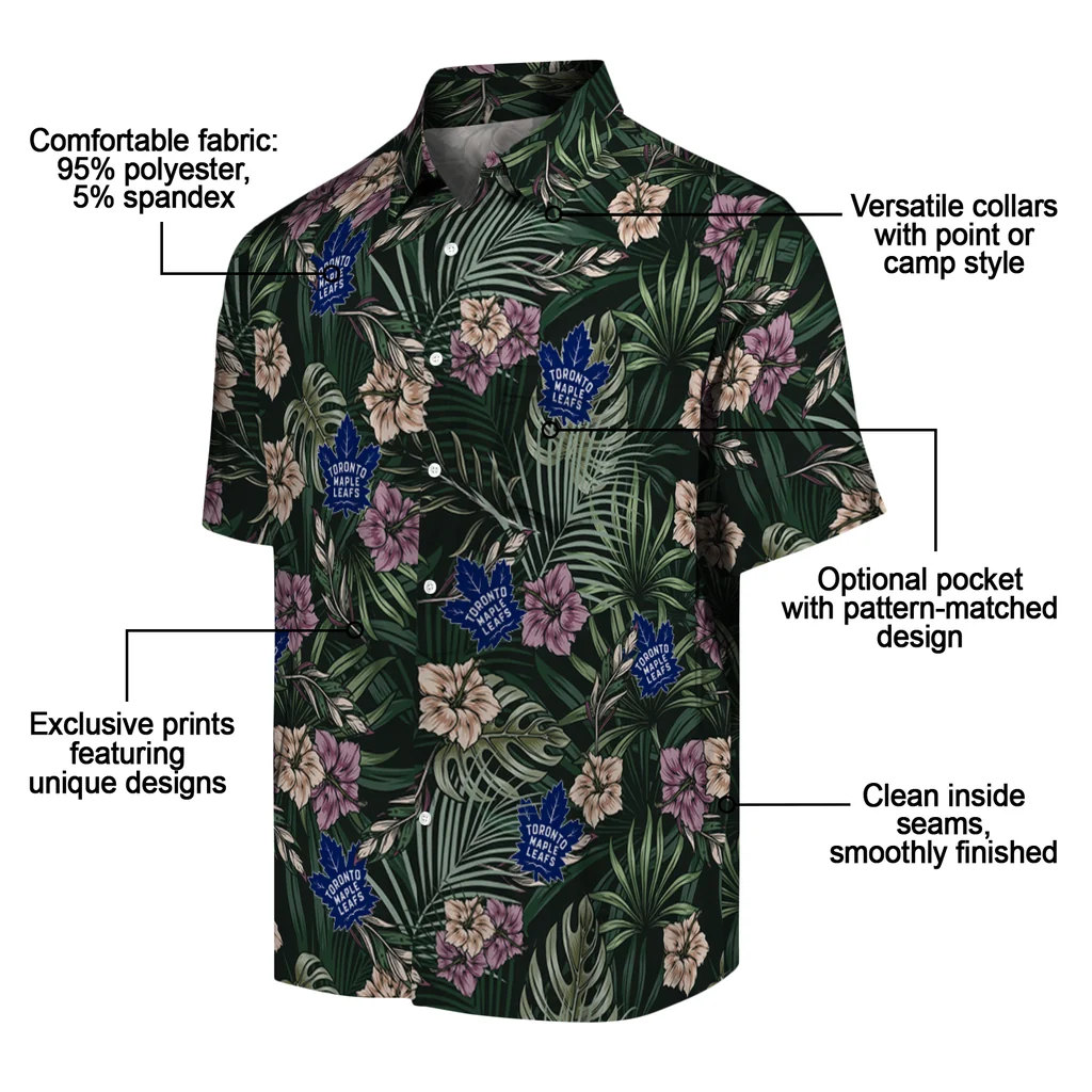 Toronto Maple Leafs Hawaiian Shirt - Hibiscus Leaves Pattern toronto maple leafs hibiscus leaves pattern green hawaiian shirts new arrival