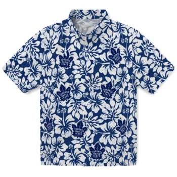 toronto maple leafs hibiscus motif blue white hawaiian shirts best selling