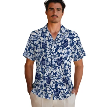 toronto maple leafs hibiscus motif blue white hawaiian shirts fashion forward