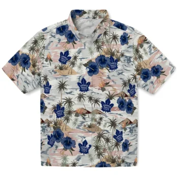 toronto maple leafs hibiscus seaside white hawaiian shirts best selling