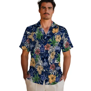 toronto maple leafs tiki jungle blue hawaiian shirts fashion forward
