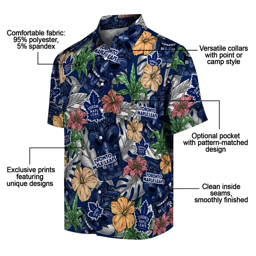 Toronto Maple Leafs Hawaiian Shirt - Hibiscus Tiki Jungle toronto maple leafs tiki jungle blue hawaiian shirts new arrival