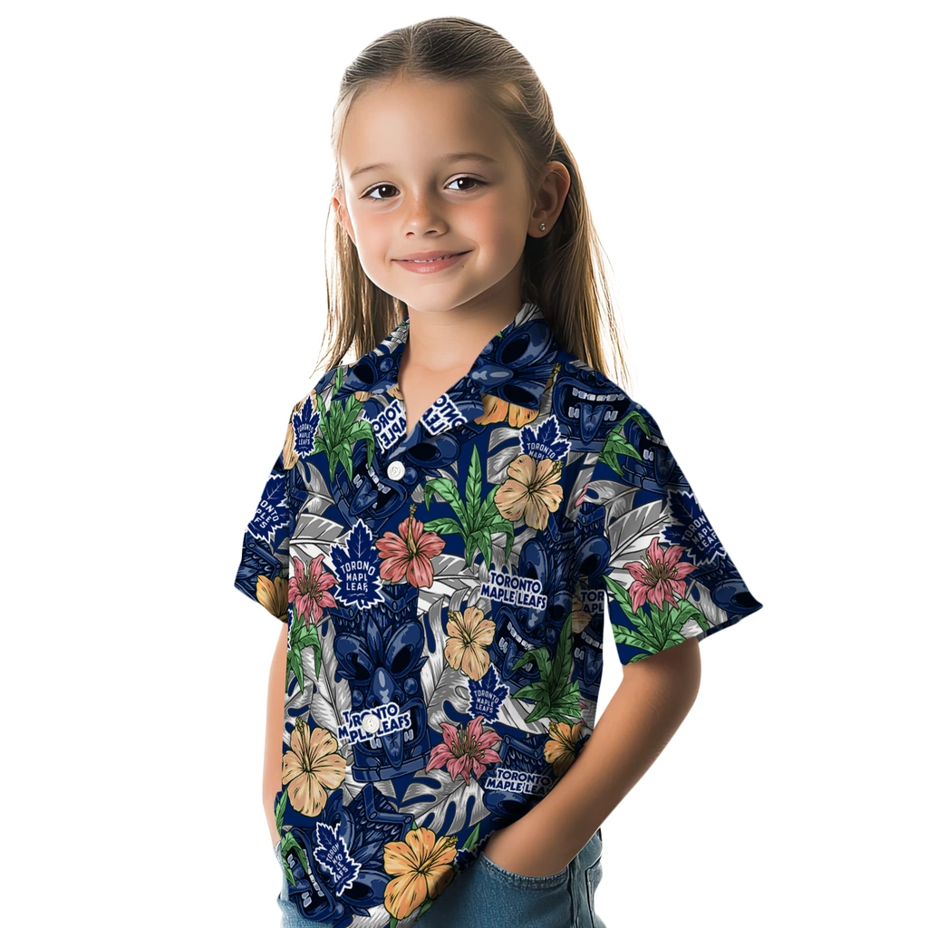 Toronto Maple Leafs Hawaiian Shirt - Hibiscus Tiki Jungle toronto maple leafs tiki jungle blue hawaiian shirts premium grade