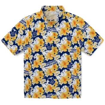 toronto maple leafs hibiscus tropics blue yellow hawaiian shirts best selling