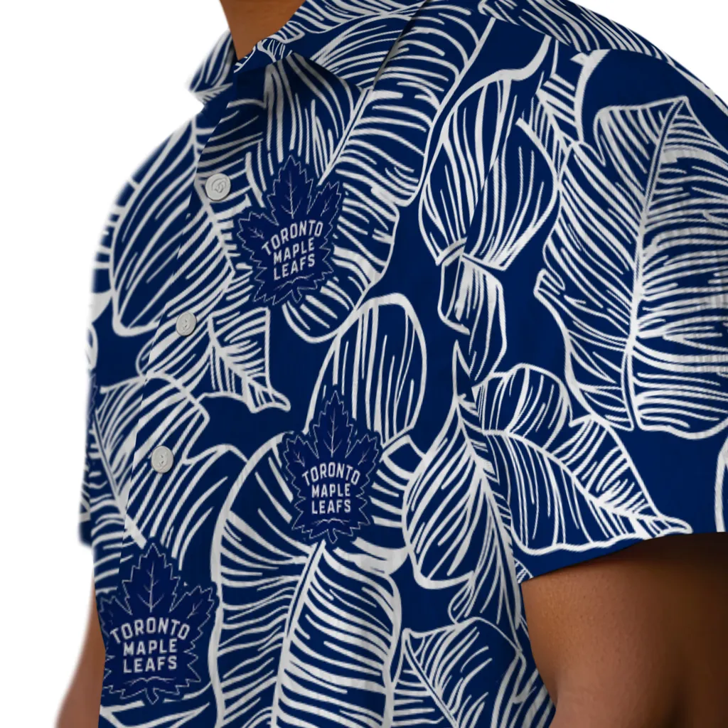 Toronto Maple Leafs Hawaiian Shirt - Leaf Outline toronto maple leafs leaf outline blue hawaiian shirts trendy