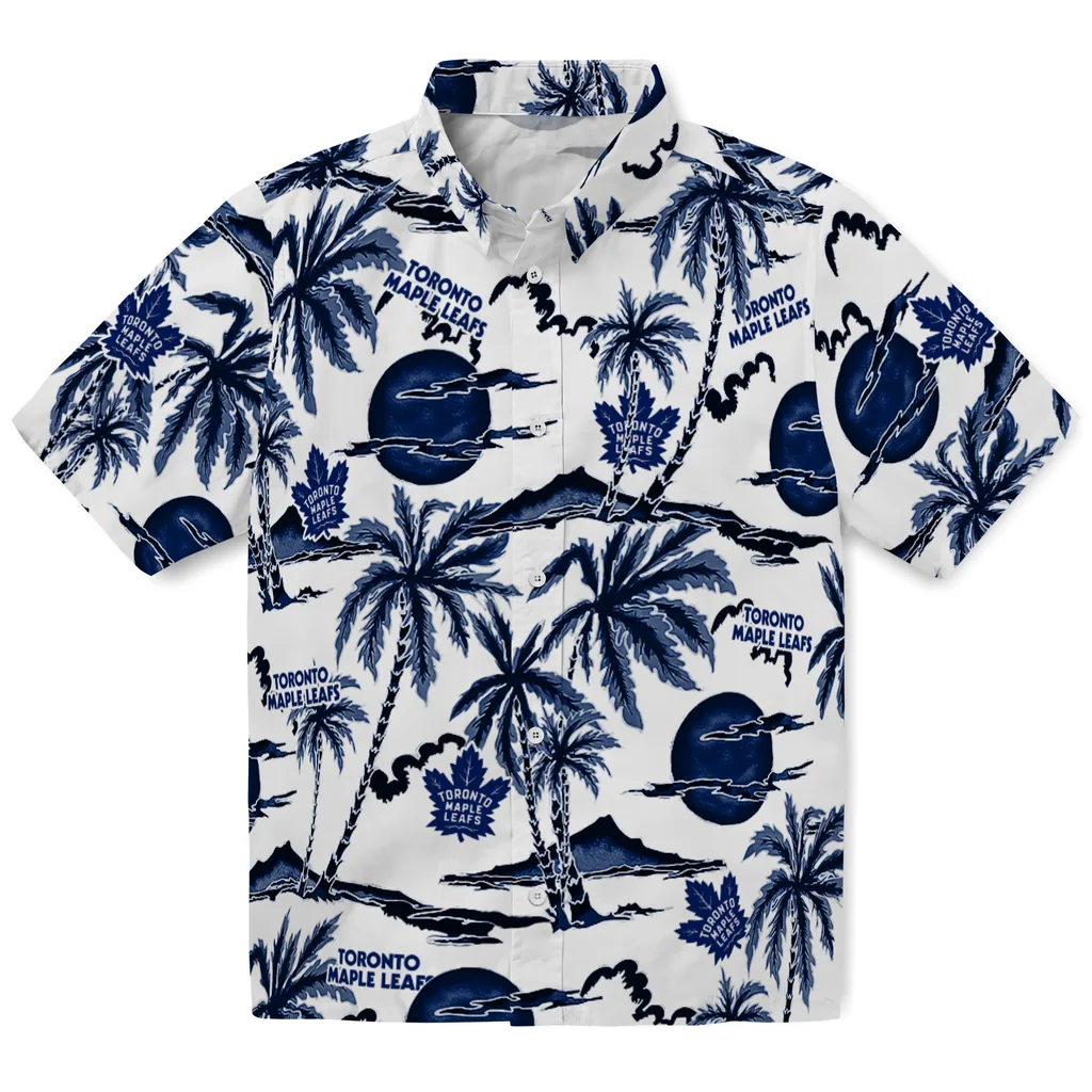 Toronto Maple Leafs Hawaiian Shirt - Palm Sunset toronto maple leafs palm sunset hawaiian shirts best selling