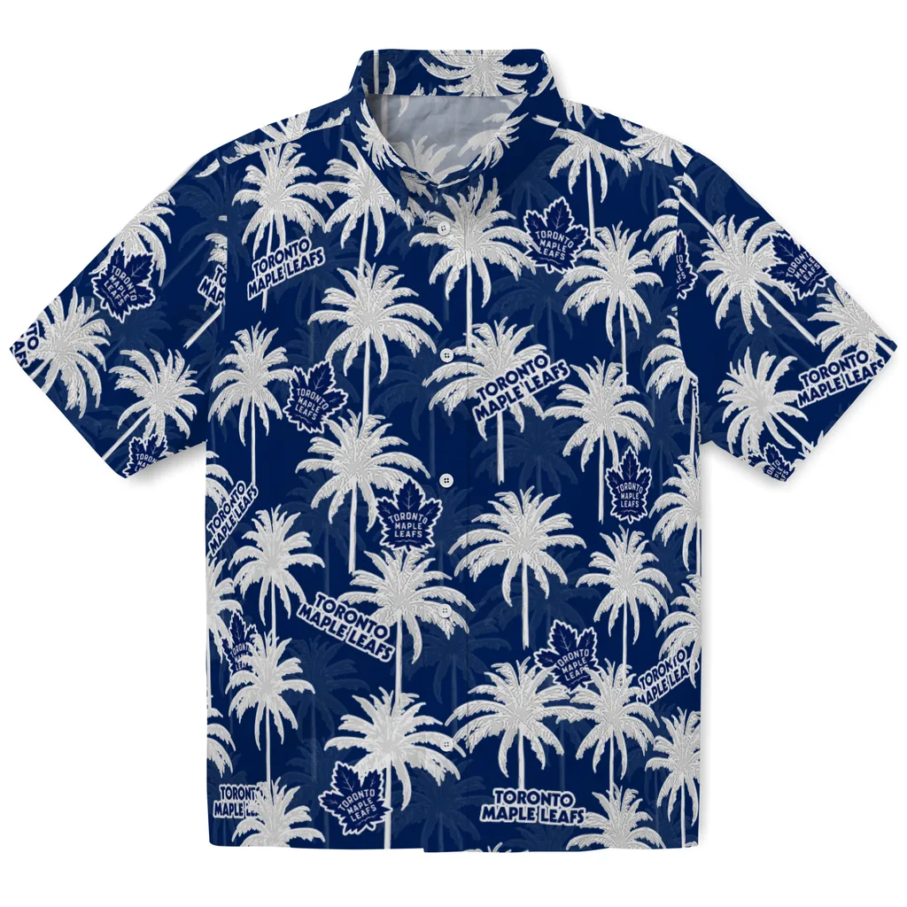 Toronto Maple Leafs Hawaiian Shirt - Palm Tree Motif toronto maple leafs palm grove blue hawaiian shirts best selling