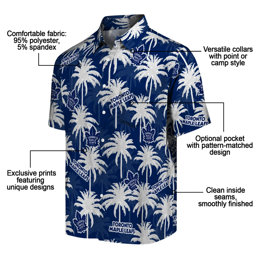 Toronto Maple Leafs Hawaiian Shirt - Palm Tree Motif toronto maple leafs palm grove blue hawaiian shirts new arrival