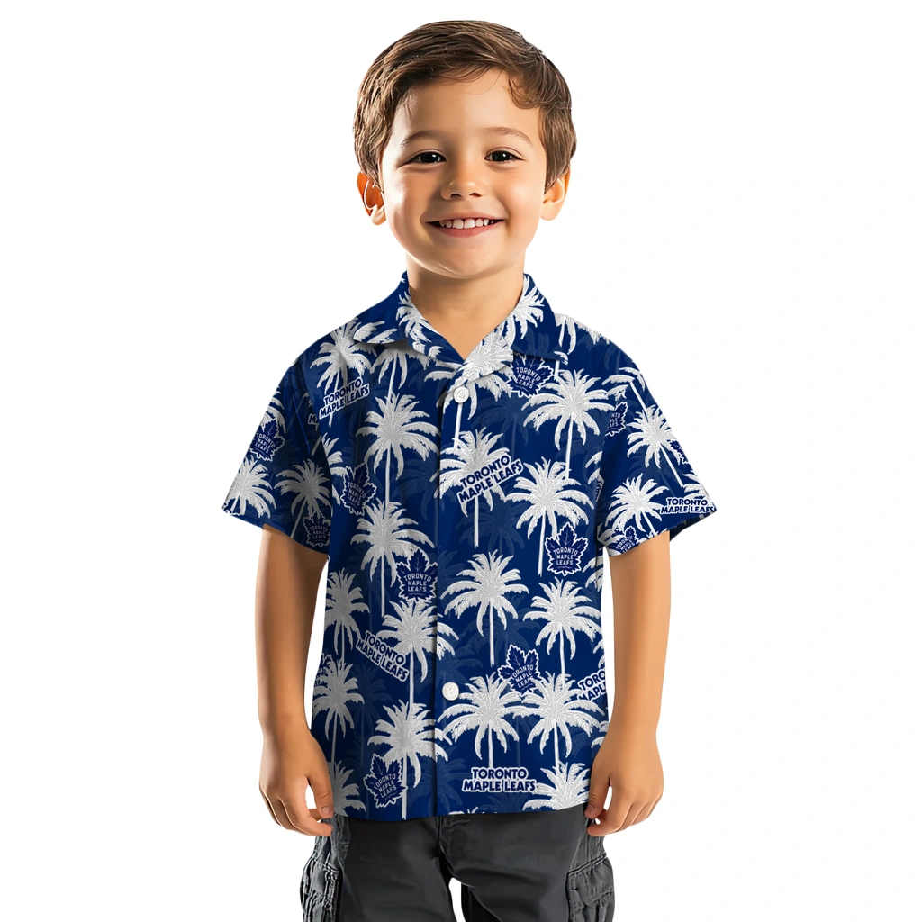Toronto Maple Leafs Hawaiian Shirt - Palm Tree Motif toronto maple leafs palm grove blue hawaiian shirts top rated