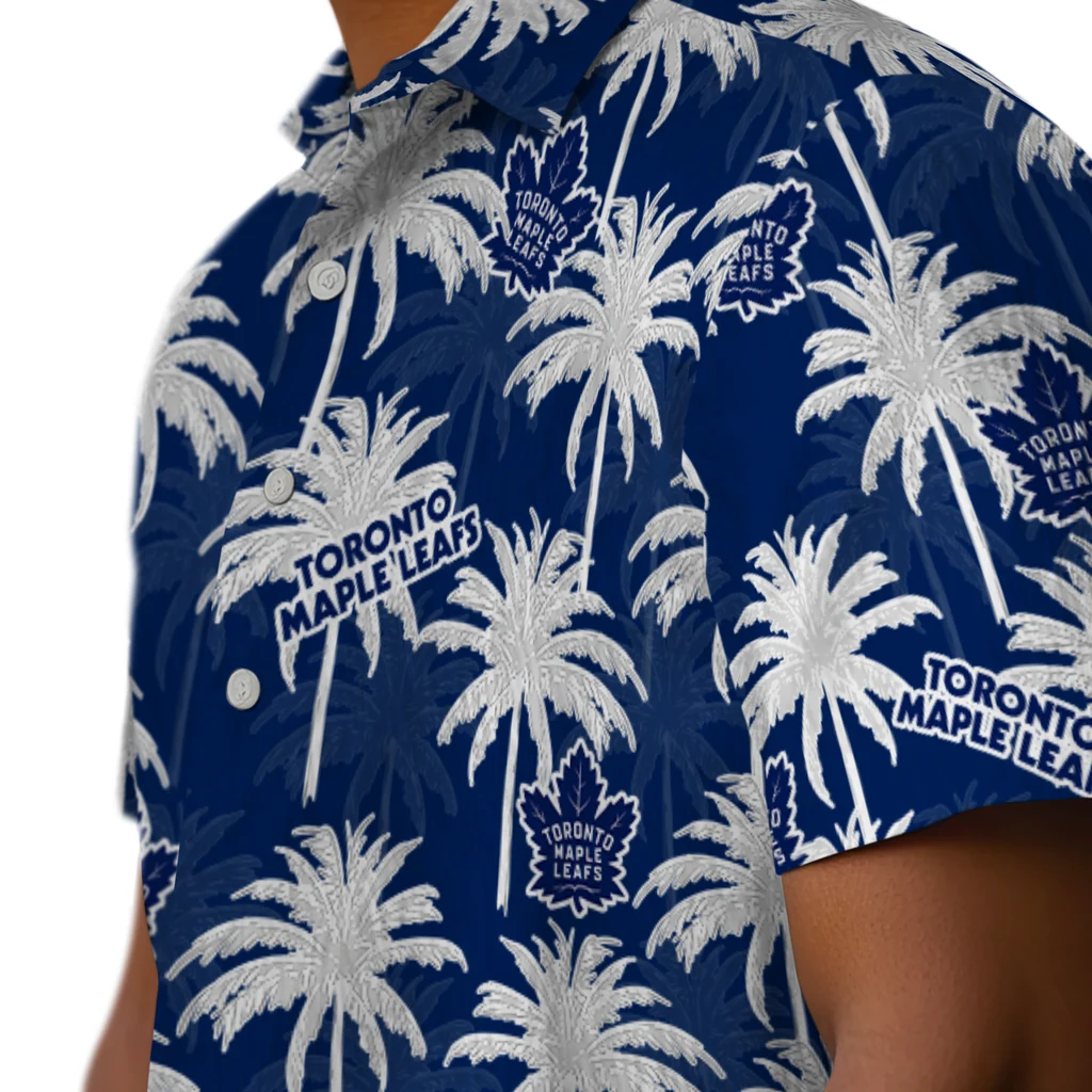 Toronto Maple Leafs Hawaiian Shirt - Palm Tree Motif toronto maple leafs palm grove blue hawaiian shirts trendy