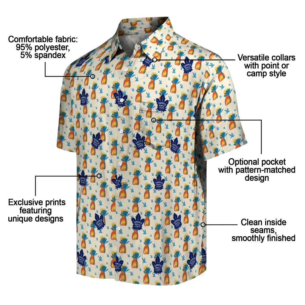Toronto Maple Leafs Hawaiian Shirt - Pineapple Delight toronto maple leafs pineapple delight beige hawaiian shirts new arrival