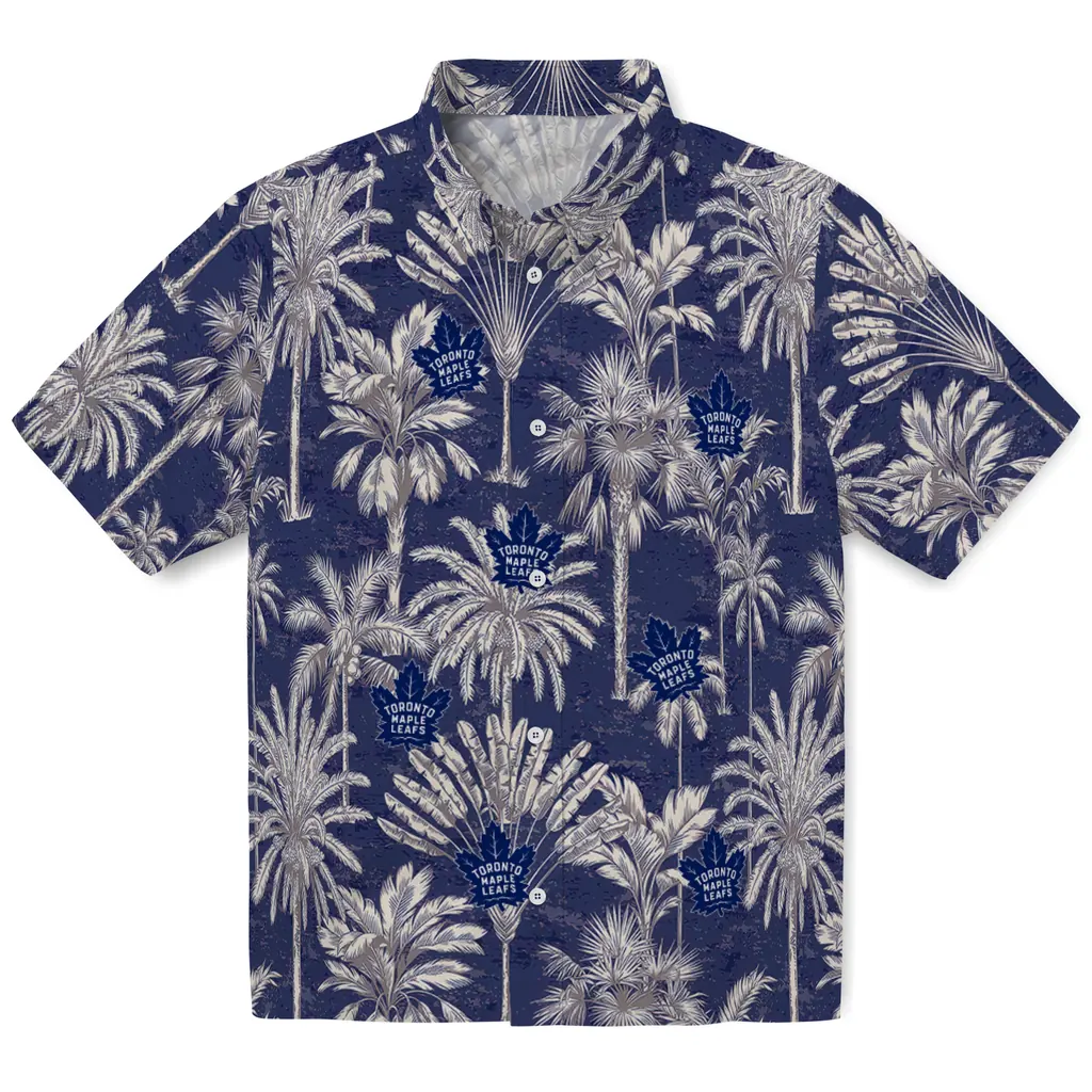 Toronto Maple Leafs Hawaiian Shirt - Vintage Palm Tree toronto maple leafs palm shadows blue hawaiian shirts best selling