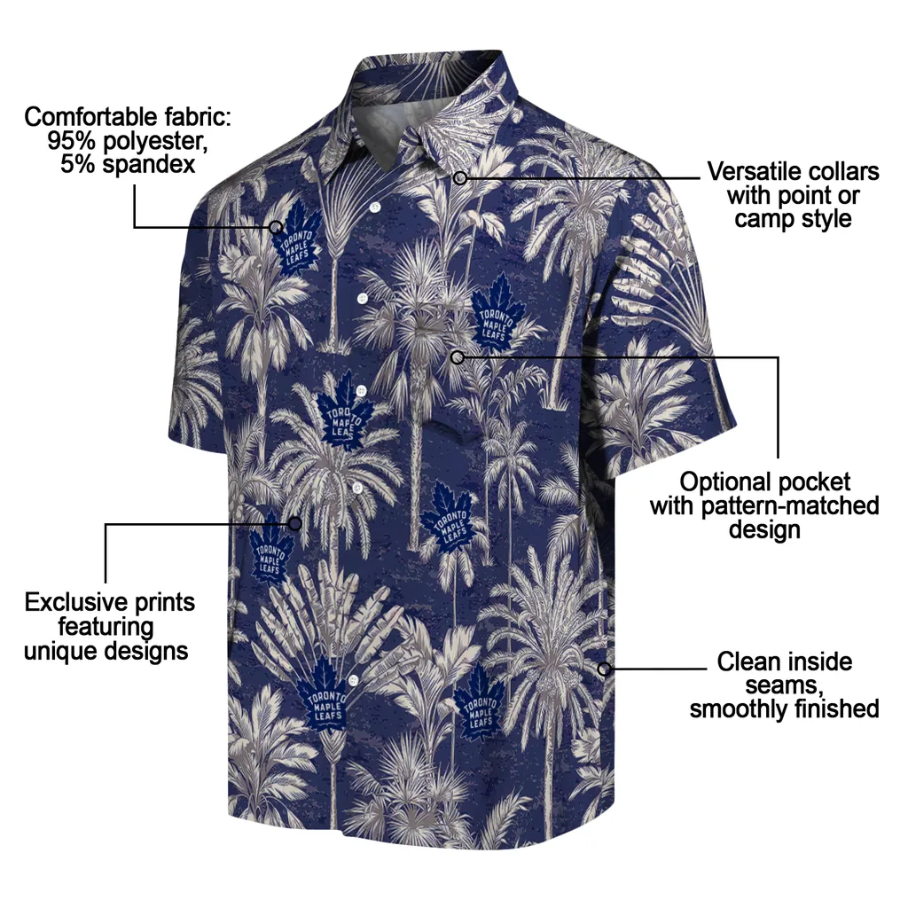 Toronto Maple Leafs Hawaiian Shirt - Vintage Palm Tree toronto maple leafs palm shadows blue hawaiian shirts new arrival