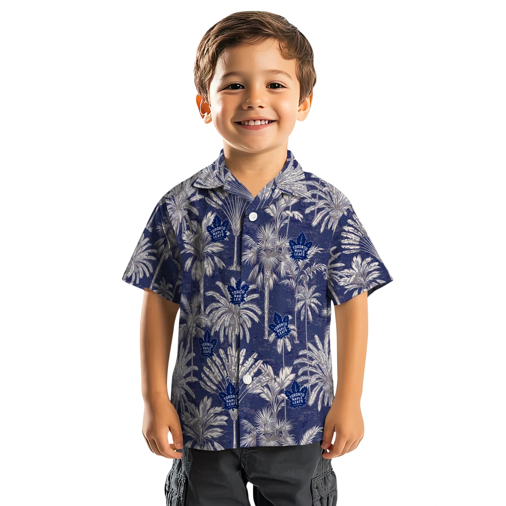 Toronto Maple Leafs Hawaiian Shirt - Vintage Palm Tree toronto maple leafs palm shadows blue hawaiian shirts top rated