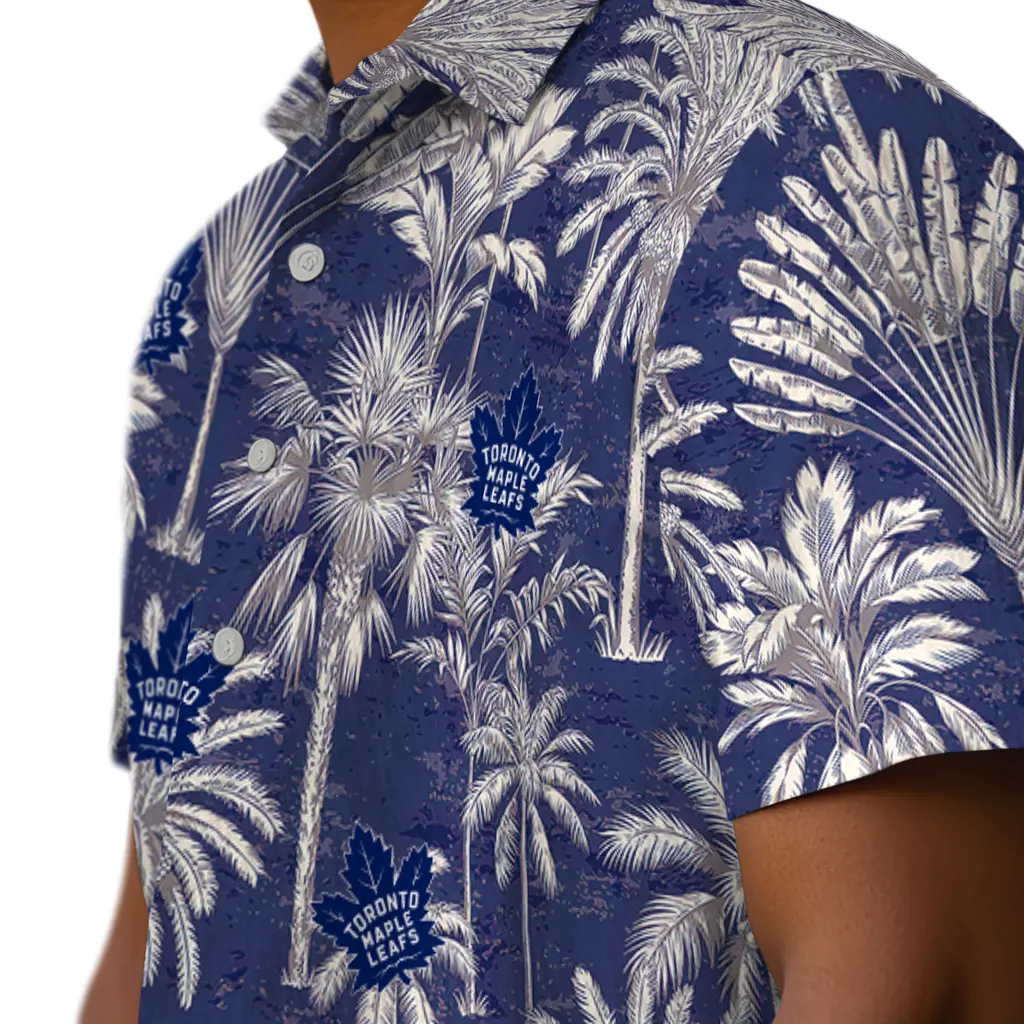 Toronto Maple Leafs Hawaiian Shirt - Vintage Palm Tree toronto maple leafs palm shadows blue hawaiian shirts trendy