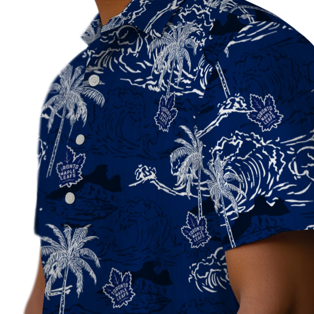 Toronto Maple Leafs Hawaiian Shirt - Wave Palm toronto maple leafs wave palm blue hawaiian shirts trendy
