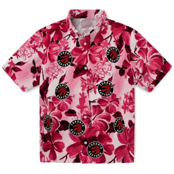 toronto raptors hibiscus arrangement red hawaiian shirts best selling