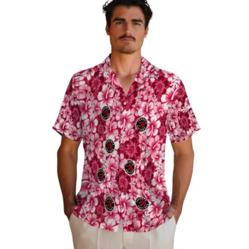 toronto raptors hibiscus blooms red hawaiian shirts fashion forward