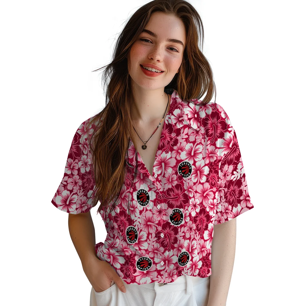 Toronto Raptors Hawaiian Shirt - Hibiscus Blooms toronto raptors hibiscus blooms red hawaiian shirts latest model