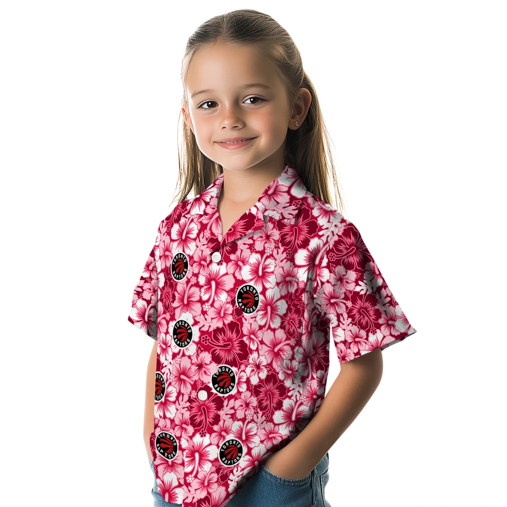 Toronto Raptors Hawaiian Shirt - Hibiscus Blooms toronto raptors hibiscus blooms red hawaiian shirts premium grade