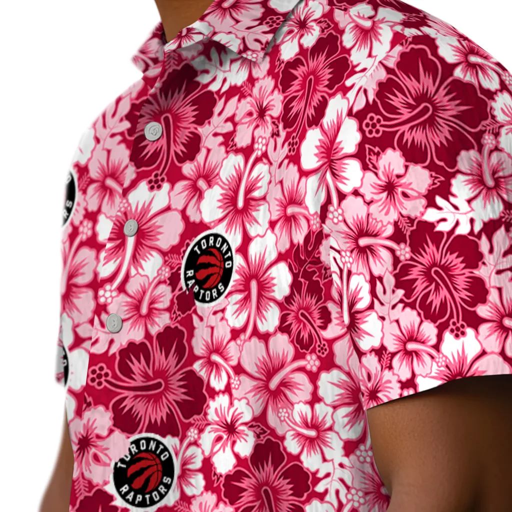 Toronto Raptors Hawaiian Shirt - Hibiscus Blooms toronto raptors hibiscus blooms red hawaiian shirts trendy