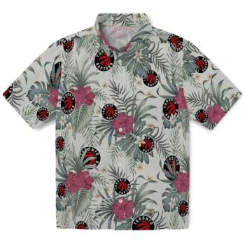 toronto raptors hibiscus designs beige hawaiian shirts best selling