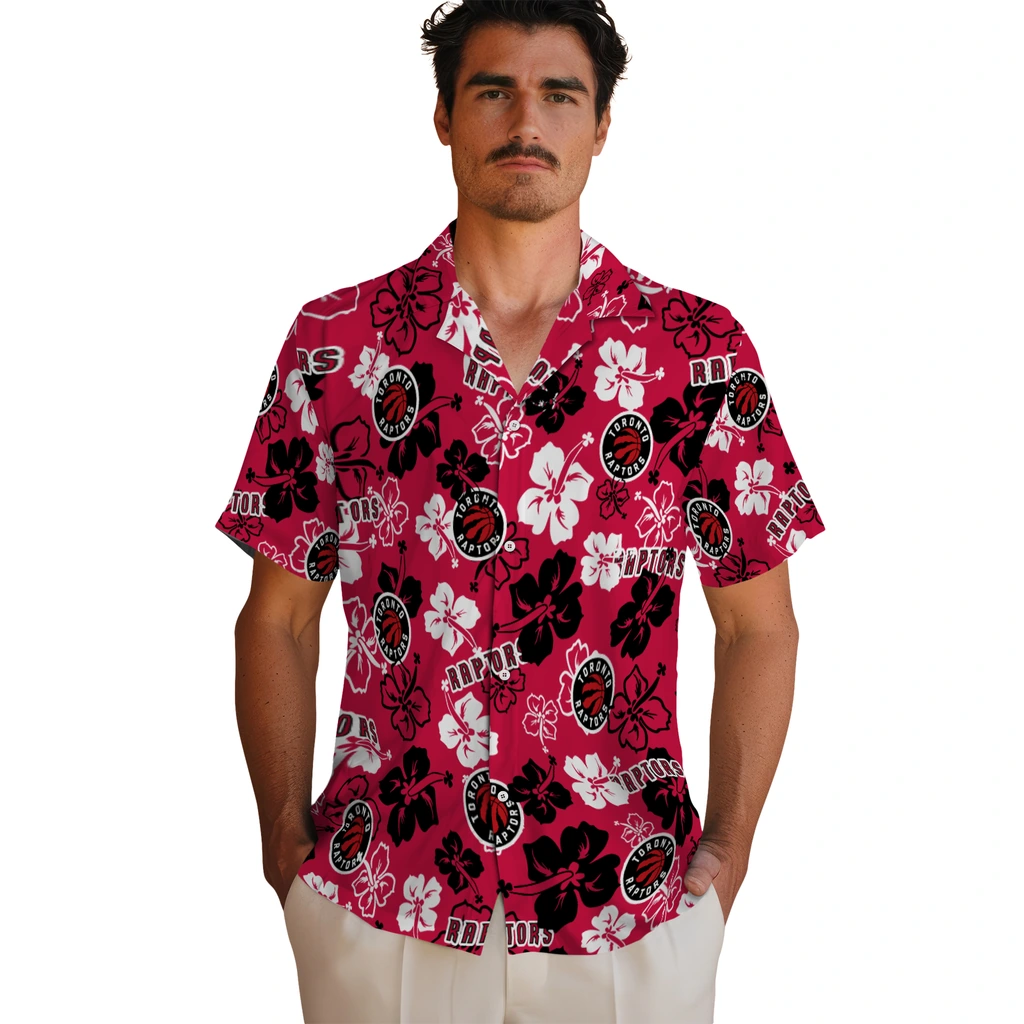 Toronto Raptors Hawaiian Shirt - Hibiscus Flower Design toronto raptors hibiscus bloom red hawaiian shirts fashion forward