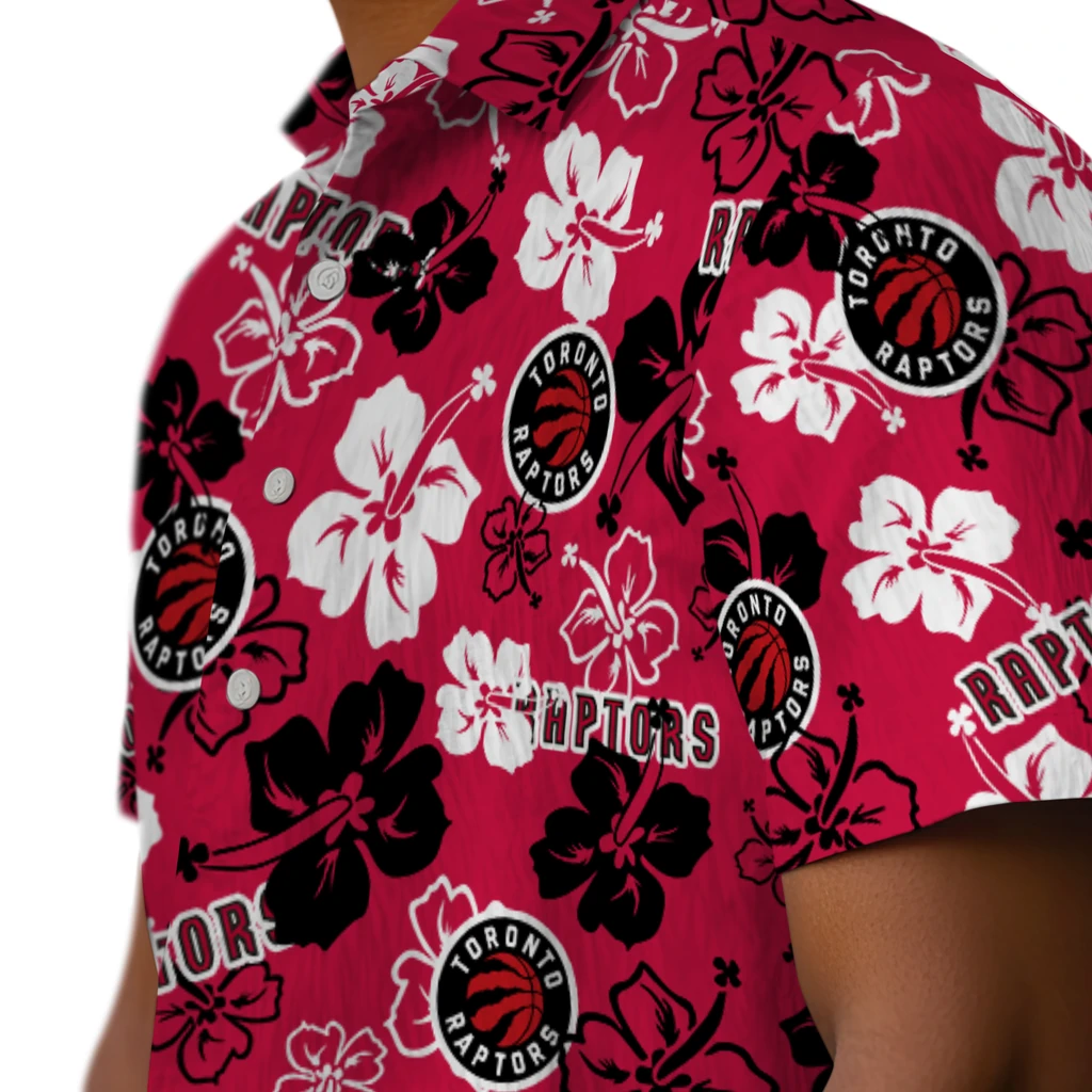 Toronto Raptors Hawaiian Shirt - Hibiscus Flower Design toronto raptors hibiscus bloom red hawaiian shirts trendy
