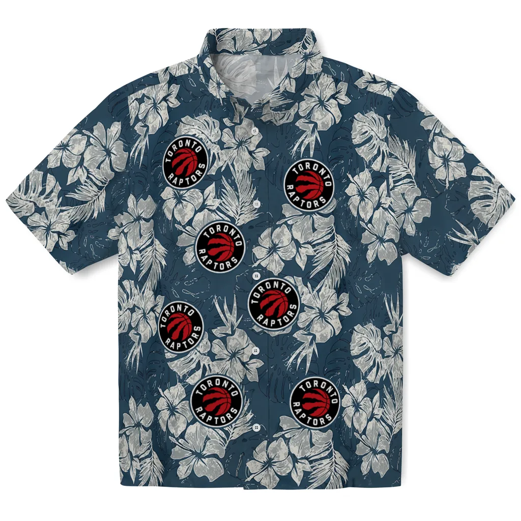 Toronto Raptors Hawaiian Shirt - Hibiscus Flowers toronto raptors hibiscus flowers navy blue hawaiian shirts best selling
