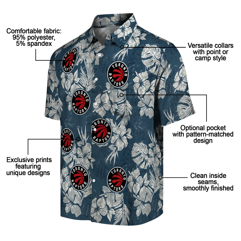 Toronto Raptors Hawaiian Shirt - Hibiscus Flowers toronto raptors hibiscus flowers navy blue hawaiian shirts new arrival