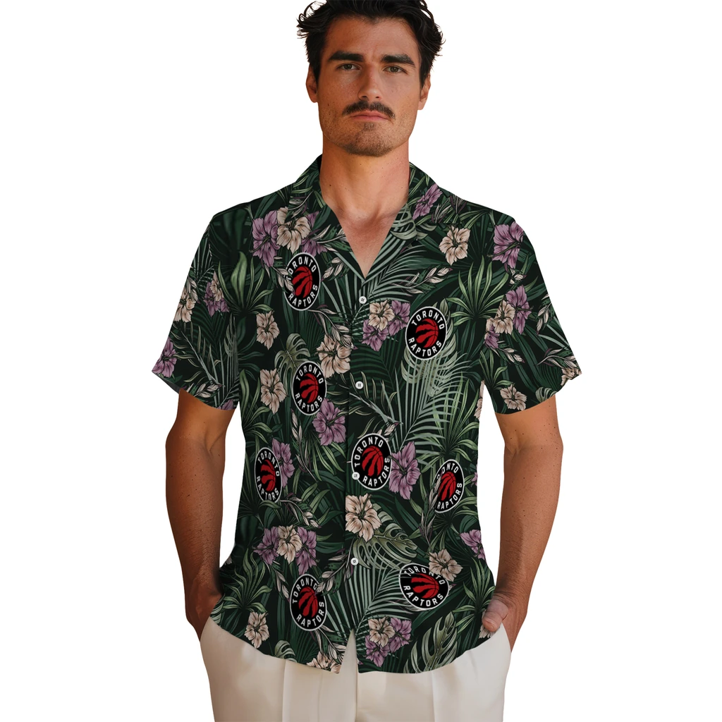 Toronto Raptors Hawaiian Shirt - Hibiscus Leaves Pattern toronto raptors hibiscus leaves pattern green hawaiian shirts fashion forward
