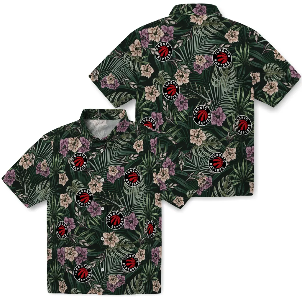 Toronto Raptors Hawaiian Shirt - Hibiscus Leaves Pattern toronto raptors hibiscus leaves pattern green hawaiian shirts high quality