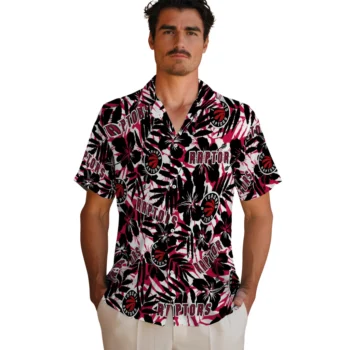 toronto raptors hibiscus overlay hawaiian shirts fashion forward