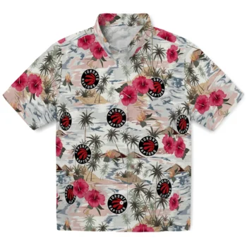 toronto raptors hibiscus seaside white hawaiian shirts best selling