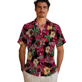 toronto raptors tiki jungle red hawaiian shirts fashion forward