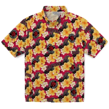 toronto raptors hibiscus tropics red yellow hawaiian shirts best selling