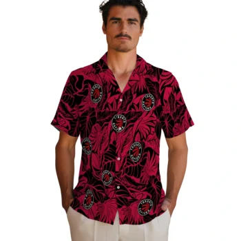 toronto raptors monstera layer red hawaiian shirts fashion forward