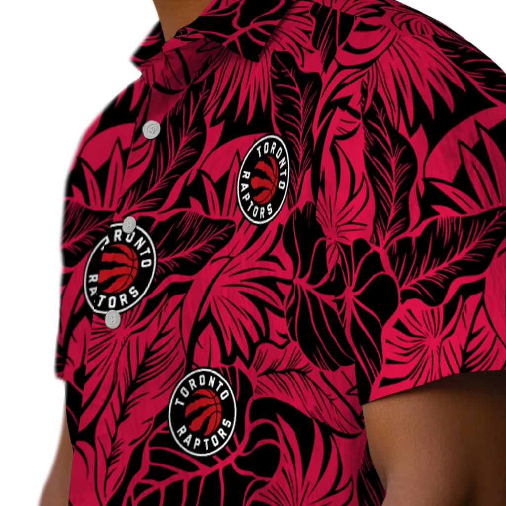 Toronto Raptors Hawaiian Shirt - Monstera Layer toronto raptors monstera layer red hawaiian shirts trendy