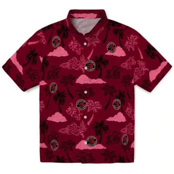 toronto raptors palm and clouds red hawaiian shirts best selling