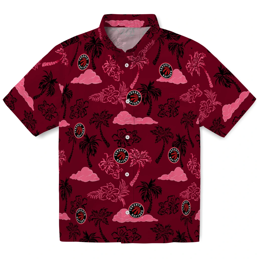 Toronto Raptors Hawaiian Shirt - Palm And Clouds toronto raptors palm and clouds red hawaiian shirts best selling