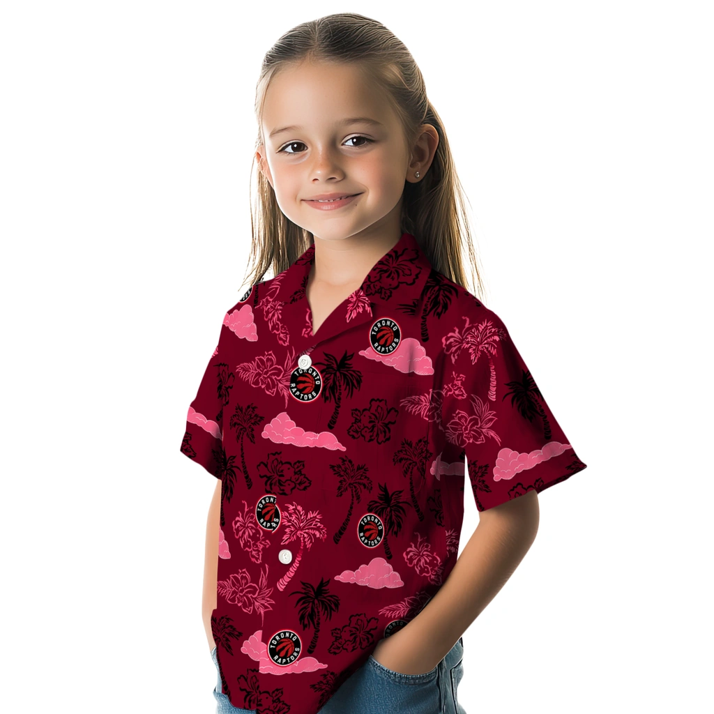 Toronto Raptors Hawaiian Shirt - Palm And Clouds toronto raptors palm and clouds red hawaiian shirts premium grade