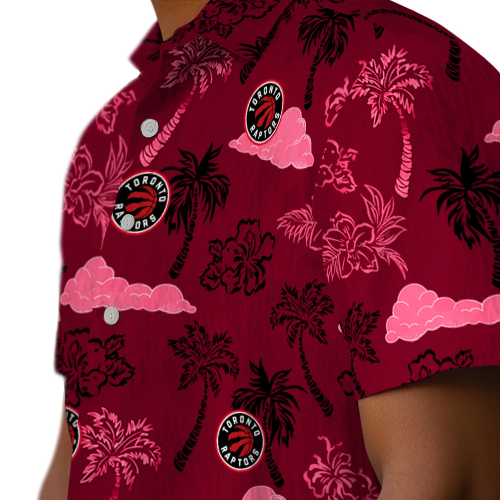 Toronto Raptors Hawaiian Shirt - Palm And Clouds toronto raptors palm and clouds red hawaiian shirts trendy