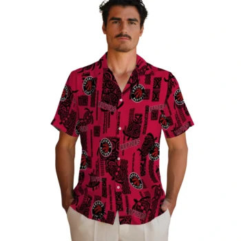 toronto raptors turtle lines red hawaiian shirts fashion forward